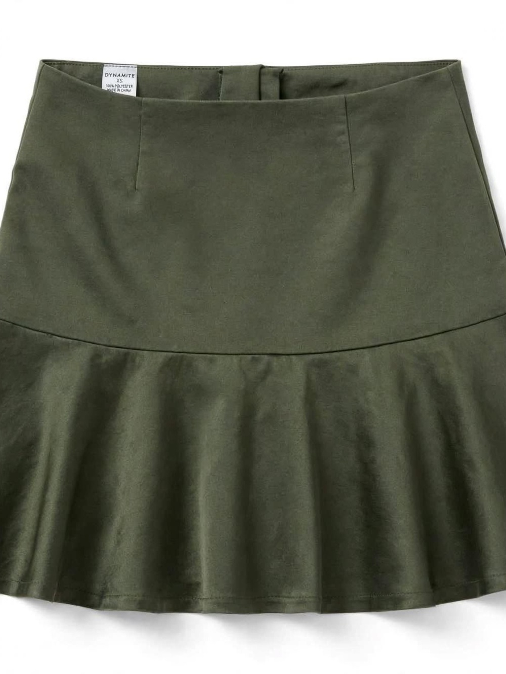 Dynamite Olive Green Skater Hem Mini Skirt